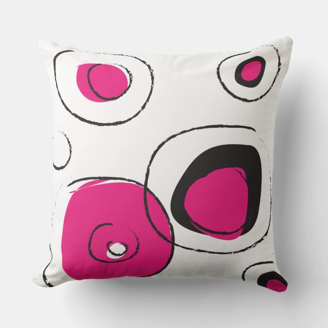 Pink FUNKY DOTS DESIGN Retro Throw Pillow (Front)