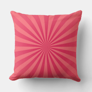 Pink Funky Sun Rays Retro Stripes Cushion