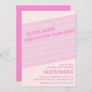 Pink Funny Calligraphy 99th birthday Invitation
