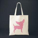 Pink Funny Chihuahua Tote Bag<br><div class="desc">Pink Funny Chihuahua dog breed design in pink is available on t-shirts & gifts for Chihuahua lovers. Fun Chihuahua design looks great on a wide selection of apparel, shirts, t-shirts & gift items, in an assortment of styles, colours and sizes for men and women, kids and adults. Stickers, magnets, greeting...</div>