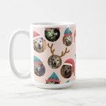Pink Funny Christmas Hats Dog Photo Collage Coffee Mug<br><div class="desc">This funny and very merry Christmas gift mug will delight friends and family when you personalise it with the photos of your kids, family, friends and pets putting the whole crazy cast of characters in silly holiday Santa and elf hats. There is even a pair of reindeer antlers for that...</div>