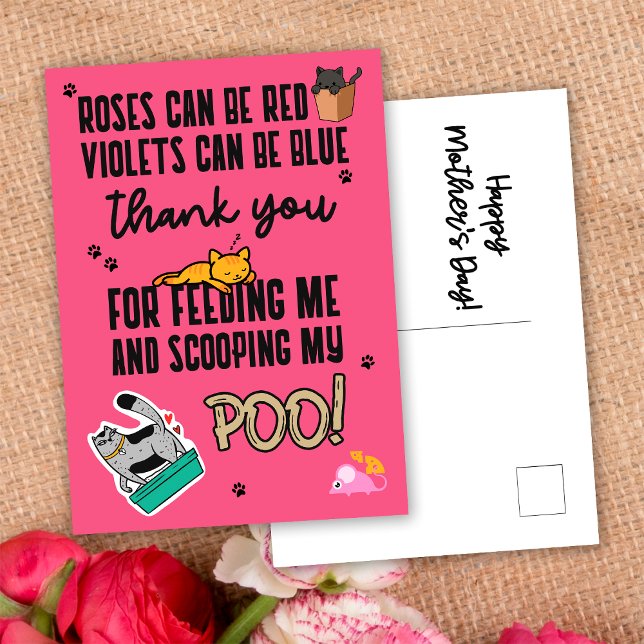 Pink Funny Cute Happy Mother's Day From Cat Postcard (Creator Uploaded)