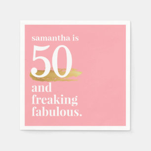 Pink Funny Fabulous 50th Birthday Personalized Napkin