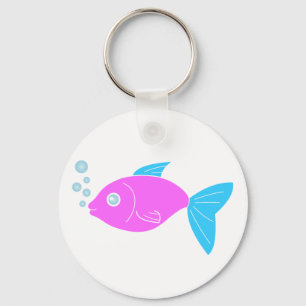 Pink funny fish key ring