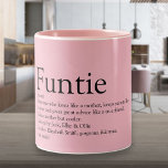 Pink Funny Funtie Aunt Auntie Definition Two-Tone  Two-Tone Coffee Mug<br><div class="desc">Personalise for your special,  favourite Funtie,  Aunt,  or Auntie to create a unique gift. A perfect way to show her how amazing she is every day. You can even customise the background to their favourite colour. Designed by Thisisnotme©</div>