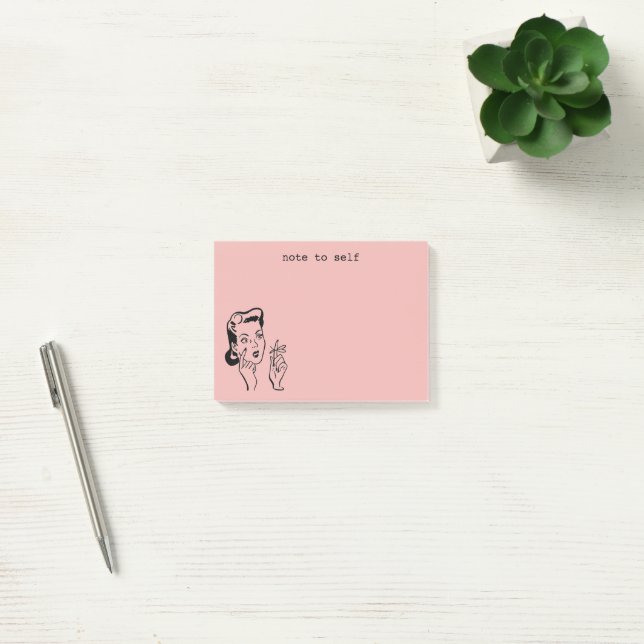Pink Funny Retro Housewife Note to Self (Office)