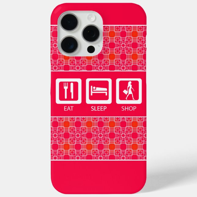 Pink Funny Shopaholic Eat Sleep Shop Award Case-Mate iPhone Case (Back)