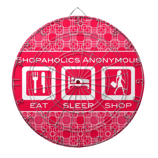 Pink Funny Shopaholic Eat Sleep Shop Award Dartboard (Front)