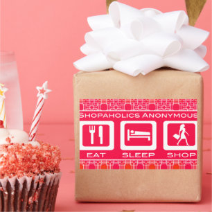 Pink Funny Shopaholic Eat Sleep Shop Award Rectangular Sticker