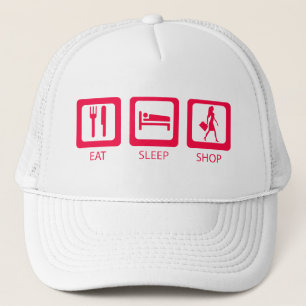 Pink Funny Shopaholic Eat Sleep Shop Award Trucker Hat