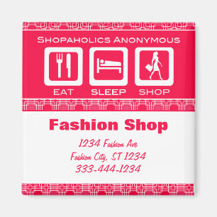 Pink Funny Shopaholic Eat Sleep Shop Promotional Magnet