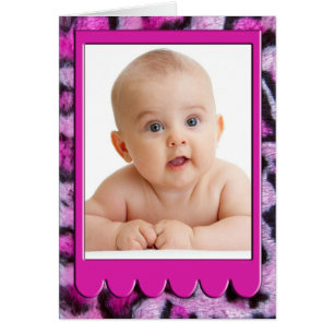 Pink Furry Leopard Print Photo Card