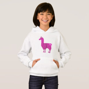 Pink Furry Llama Kids Hoodie
