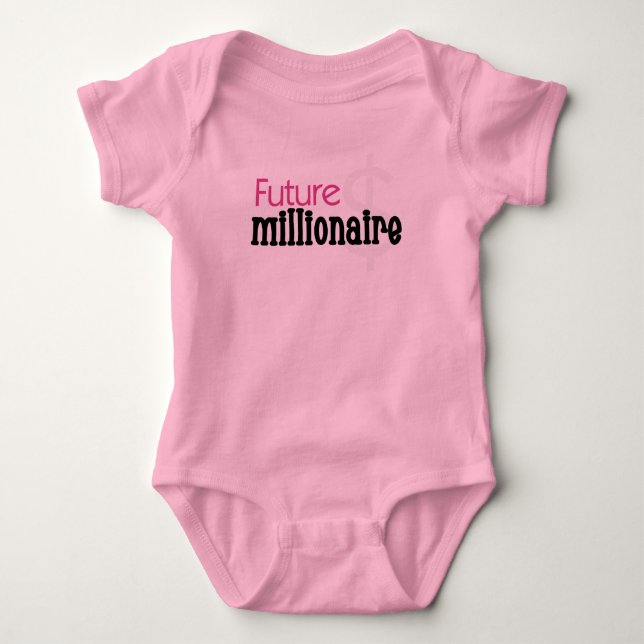 Pink Future Millionaire Baby Bodysuit (Front)