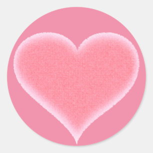 Pink Fuzzy Heart Customisable Classic Round Sticker