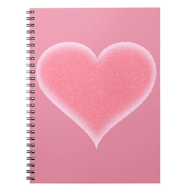 Pink Fuzzy Heart Customisable Notebook (Front)