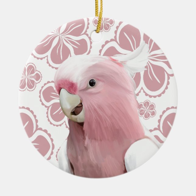 Pink Galah Cockatoo   Ceramic Tree Decoration (Front)