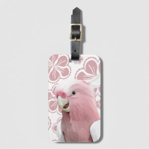 Pink Galah Cockatoo Pink Floral Luggage Tag