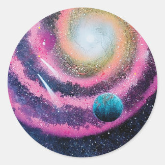 Pink Galaxy Classic Round Sticker