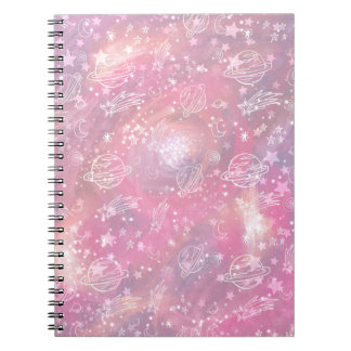 Pink Galaxy Constellations Planets Sky Notebook