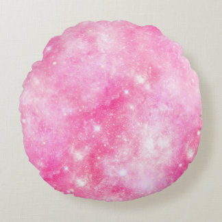 Pink Galaxy Universe Round Cushion