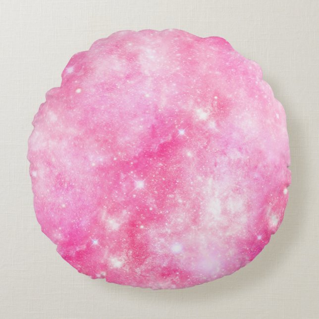 Pink Galaxy Universe Round Cushion (Front)