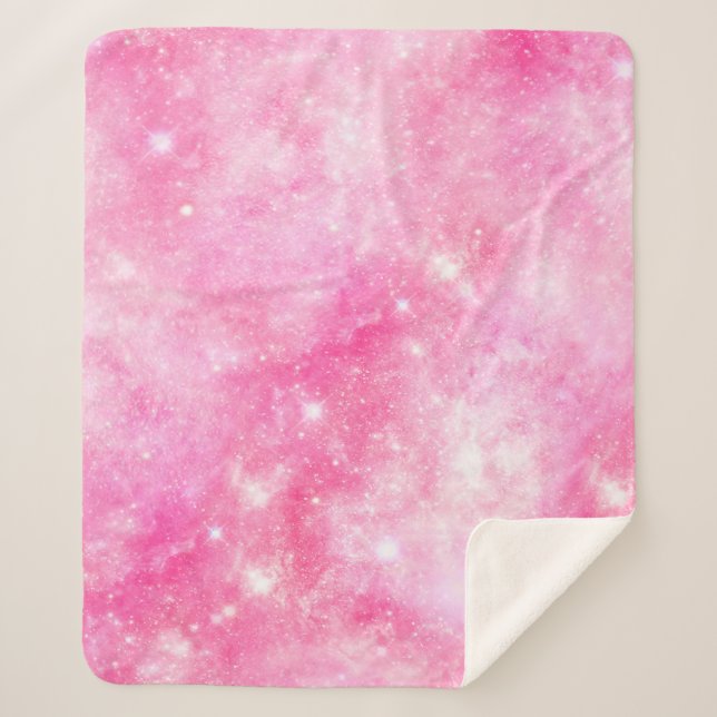 Pink Galaxy Universe Sherpa Blanket (Front)