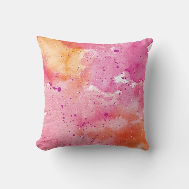 Pink Galaxy Watercolour Pillow (Front)