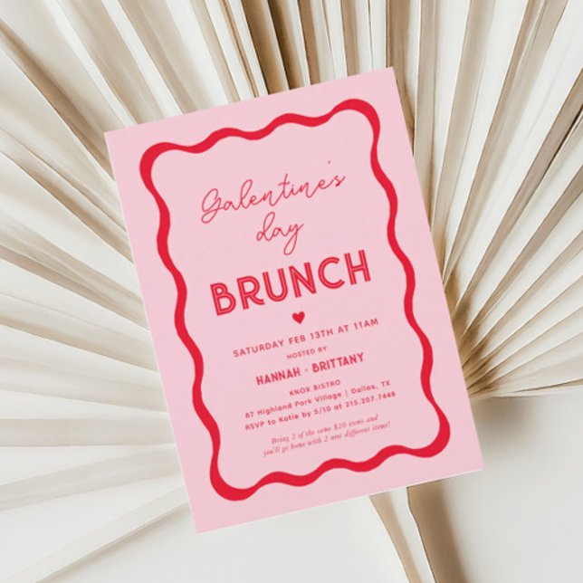 Pink Galentine's Day Valentine's Brunch Invitation (Creator Uploaded)