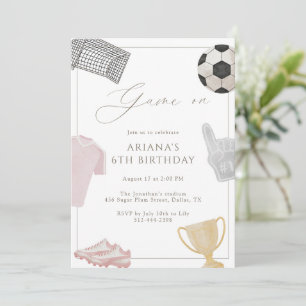 Pink Game On Soccer Birthday Party Girls Sports Invitation