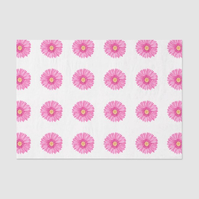 Pink Garbera Flower Pattern Tissue Paper (Front)