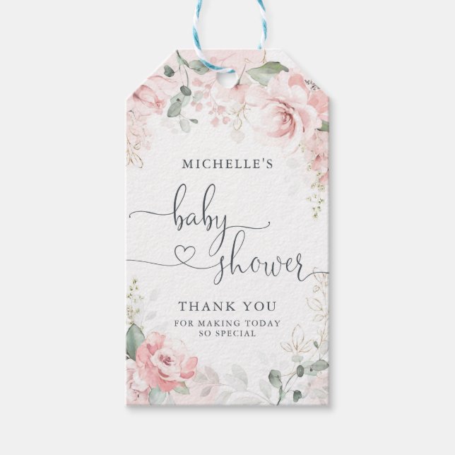 Pink Garden Baby Shower Thank You Tag (Front)
