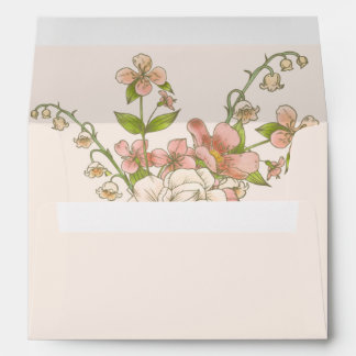 Pink Garden Bouquet on Pastel Pink Envelope