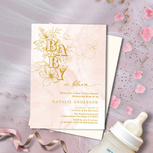 Pink Garden Floral Butterflies Baby in Bloom  Invitation