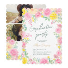 Pink garden floral watercolor photo graduation