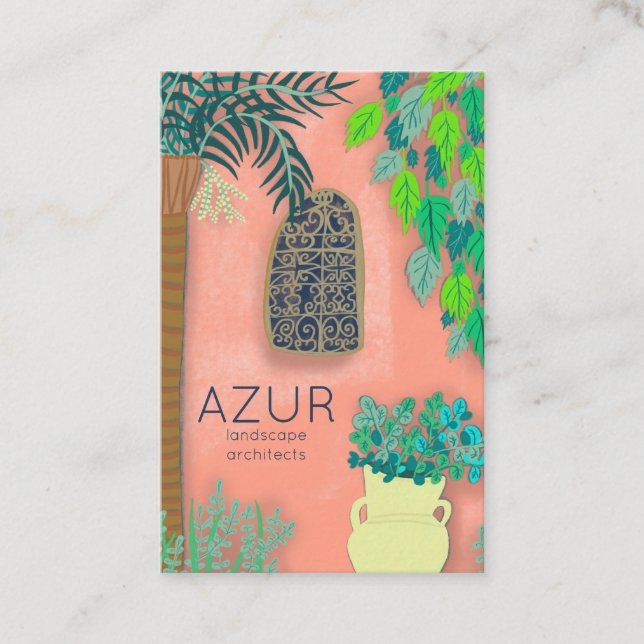 Pink Garden Florist Landscaper Architect Business Card (Front)