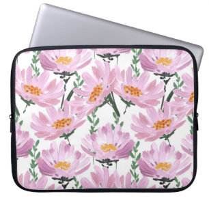 Pink Garden Flowers: Hand-Drawn Seamless. Laptop Sleeve