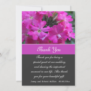 Pink garden flowers thank you cards. Wedding favou Card
