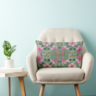 Pink Garden Mosaic Throw Pillow