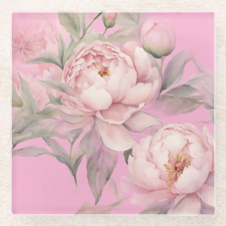 Pink Garden Peonies Coaster