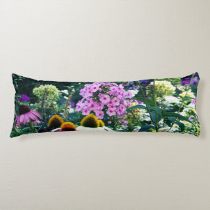 Pink Garden Phlox Landscape with Cone Flowers Body Cushion