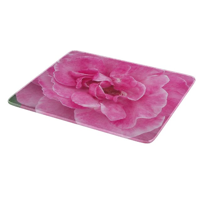 Pink Garden Rose Cutting Board (Corner)