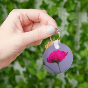 Pink Garden Rose Key Ring