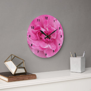 Pink Garden Rose Large Clock