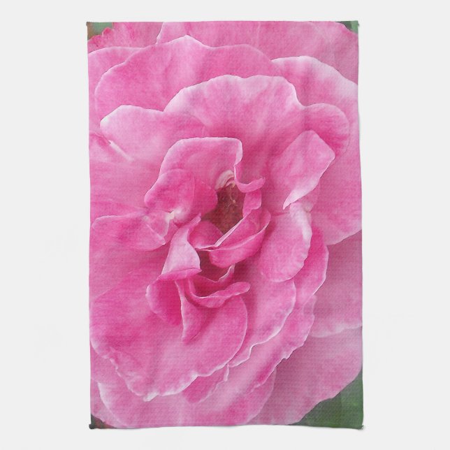 Pink Garden Rose Tea Towel (Vertical)