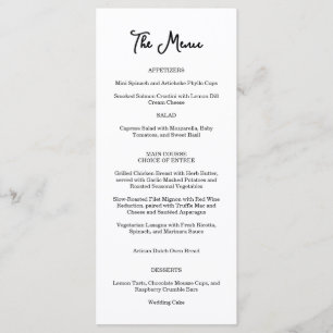 Pink Garden Rose Wedding Menu 