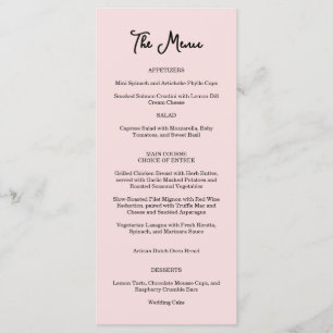 Pink Garden Rose Wedding Menu 