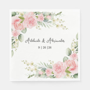 Pink Garden Rose Wedding   Napkin
