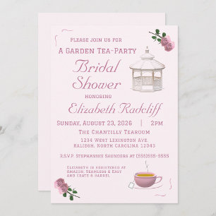 Pink Garden Tea-Party Bridal Shower Invitation