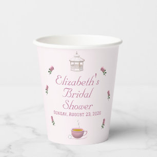Pink Garden Tea-Party Bridal Shower Paper Cups